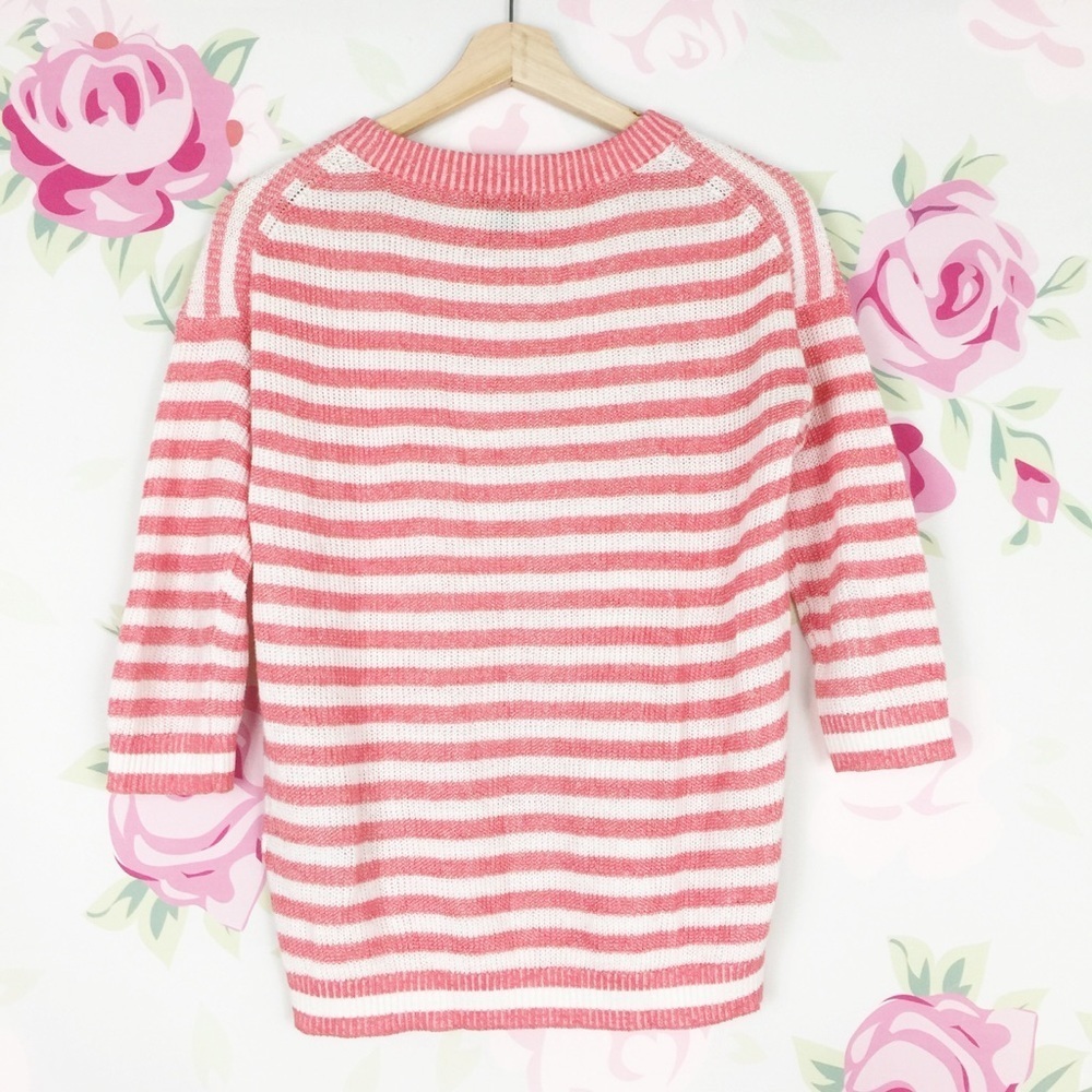 J. Crew Heather Stripe Linen Blend Textured Knit Cre Neck Sweater XXS - Picture 4 of 8